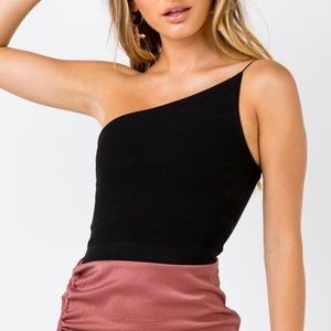 Princess Polly Zoha One Shoulder Black Top